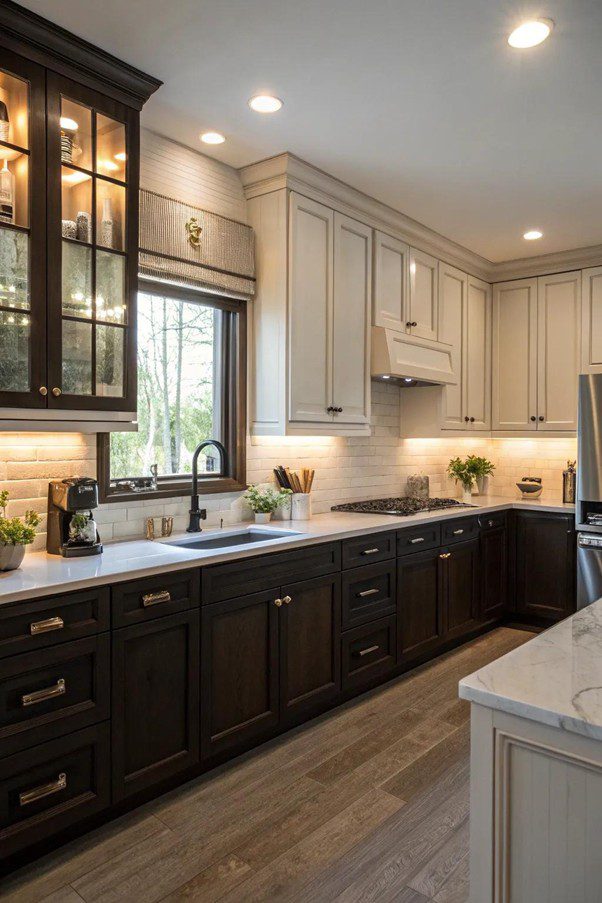Combine Light and Dark Cabinets (Two-Tone Design)