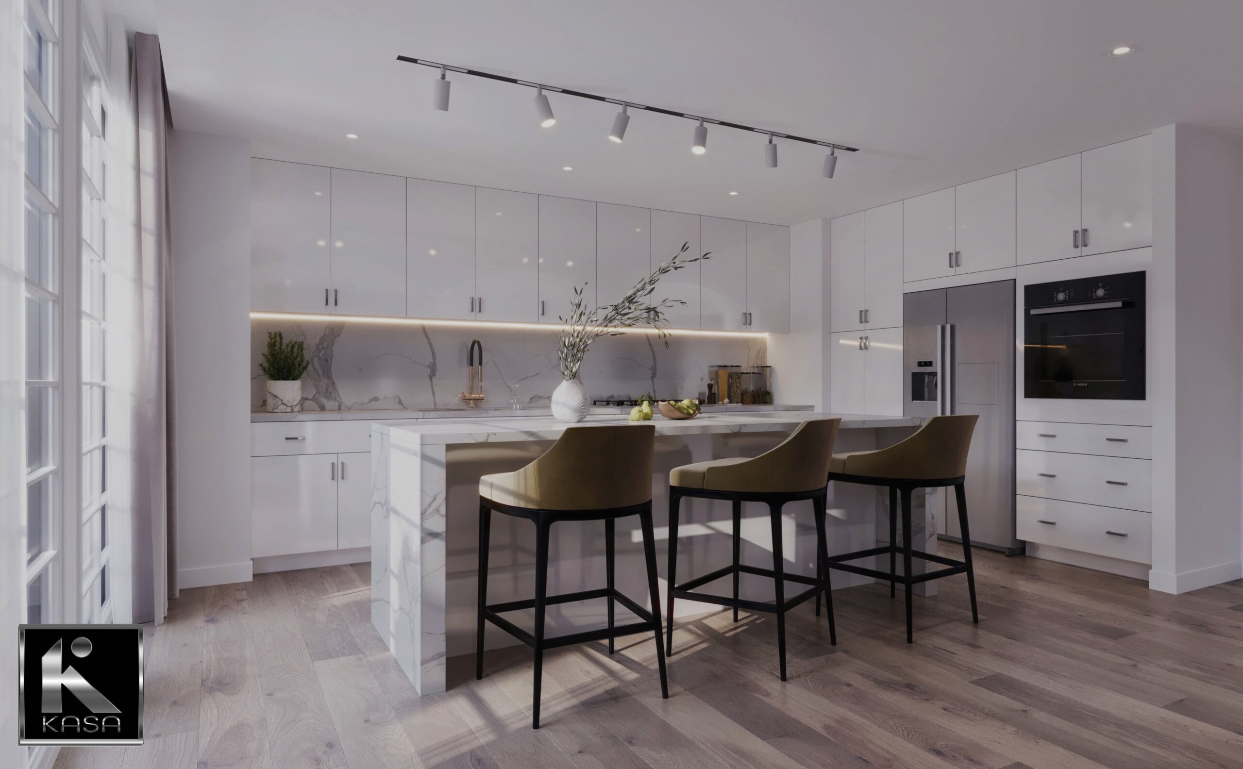 Shaker white + Slim shaker veneer kitchen 1